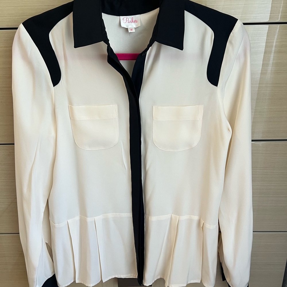 Parker Cream and Black Button Down Shirt